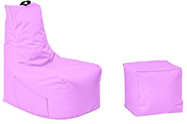 Momiralland Komfort Sitzsack XL - XXL mit Hocker Sitzkissen BodenKissen Sessel In- & Outdoor geeignet Gaming Sitzsack für Erwachsene und Kinder (Flieder, XXL - Durchmesser 80 cm)