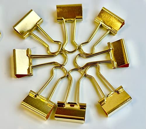 Shineone 15mm Gold Metal Binder Clips, 20 Pack