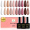 YSUVIN UV Nagellack Set - 10 Farben Rosa Nude Weiß Champagner Braun Glitter Gold, Soak-off UV Gel Nagellack für Frauen Home DIY Nail Art Salon, 8ML