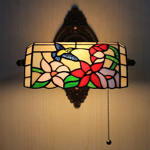Uziqueif Wandlampe innen vintage, wandlampe mit schalter, 10 zoll tiffany wandlampe, wandleuchte innen, leselampe wandmontage, E27 wall sconce lighting decor,K