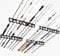 Fishing Rod Pole Holder Storage Organizer Display Fishing Hooks Hanger Wall or Ceiling Mount Metal Holds up to 16 Rods Vertical/Horizontal for Garage, Cabin and Basement