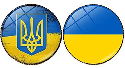 Ukraine drapeau broche ukrainien Badges broches 2 pièces/ensemble rond National pays drapeau bouton épinglette pour femmes bijoux cadeau