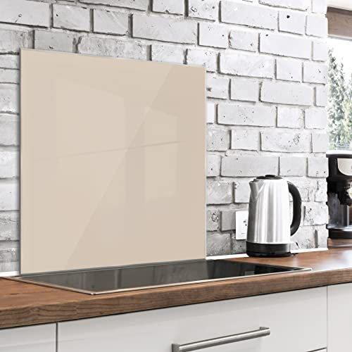 murando Glass Splashback for Kitchen 60x60 cm / 24x24 Backsplash Cooker Protector Tempered Glass Decorative Wall Art Panel Heat Resistant Graphic Beige f-A-10144-aq-a
