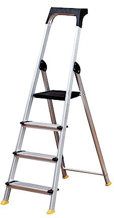 Trade Master Pro® Platform Step Ladders | Heavy Duty Aluminium | Folding Ladder | Non-slip | 150kg Weight Rating | EN131 Certified (4 Step)