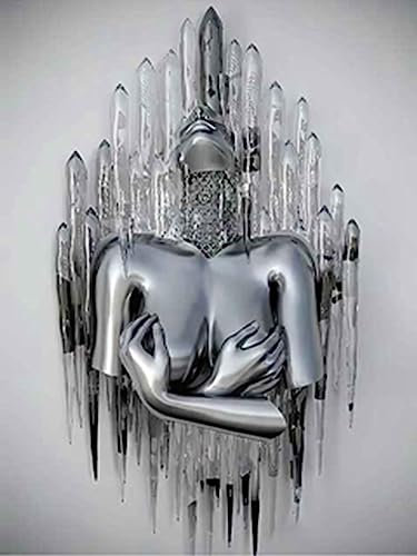 Metall Figur Statue Kunst Leinwand Gemälde Romantisch Abstrakt Poster und Drucke 3D Liebhaber Skulptur Poster Modernes Wohnzimmer Heimdekoration - Ohne Rahmen (LST-03,70x100cm*1)