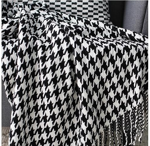 Gestrickte Tagesdecke Wohndecke Boho Decke 127x180cm Weich Geometrisches Muster Wohnzimmerdecke Kuscheldeck Sofadecke Couchdecke überwurf Decke