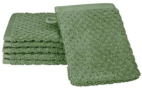 Ross Uni-Walk Handtücher Harmony Farbfond piniengrün, Waschhandschuh 16x22 cm