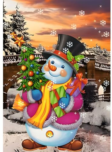 RICUVED 5D Schneemann Diamond Painting Weihnachten Set,DIY Diamant Painting Weihnachten Bilder mit Zubehör Diamond Painting Set,Full Drill Diamant Malerei Kits als Geschenk und Home Dekor (30x40cm)