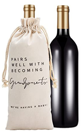 RF&CM Idée amusante de sacs pour bouteille de vin d'annonce de grossesse | Cadeau de grossesse pour grands-parents | Cadeau de grossesse pour mari, tante, oncle, famille, amis, collègues., Annonce de