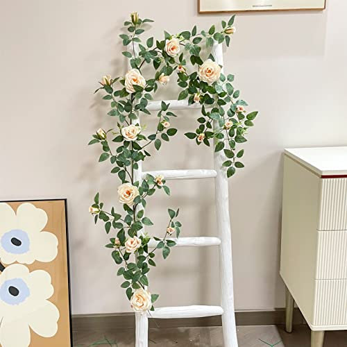 Künstlicher Weihnachtskranz, 80 cm, künstliche Blume, hängende Rosenranke, Familie, Hochzeit, Party, Balkon, Dekoration, DIY, Hängekranz, Rebe, Dekoration, Wandbehang (Farbe: Rotbraun)