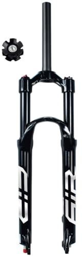 MTB DH Forcella Anteriore Discesa 26 27.5 29 Pollici Bicicletta da Montagna Aria Forchetta Sospensione Corsa 140mm Dritto 1-1/8 QR 9mm con Smorzamento (Color : Black Manual, Size : 26inch)