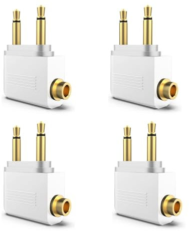 4 Stück Flugzeug Adapter Kopfhörer,Kopfhörer Adapter Flugzeug,Airline Adapter Gold überzogen,Kopfhörer Flugzeug,Adapter Flugzeug Kopfhörer 3,5 mm Stereo Buchse Audio für Kopfhörer für alle Airlines