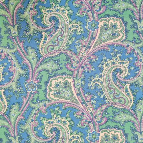 Stoff Meterware Viskose 0,5 m Paisley jade azurblau violett Kleiderstoff Blusenstoff Kleid Rock