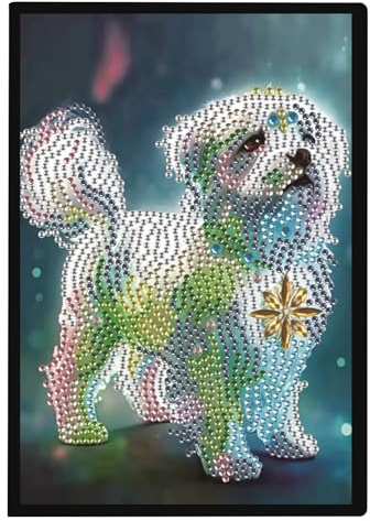 DCIDBEI Diamond Painting Notizbuch A5 Blank Diamond Painting Notizheft Diamant Painting Notebook Diamant Malerei Notizbuch Skizzenbuch Tagebuch für Schülerbüro Schulbedarf(50 Blätter) (Hund)