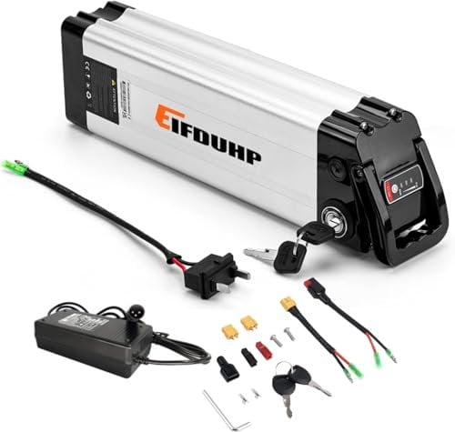 EIFDUHP Folding Electric Bike Battery 36V 10AH/15AH, Ebike Battery Replacement Removable Lithium Bicycle Battery with Charger for 350W 250W 200W Motor (36V 15AH,2Pin Discharge Port)