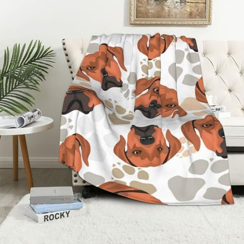 EgoMed Decke, weiche Decke, Flanelldecke für Schlafzimmer, Sofa, Bettwäsche 152 x 102 cm,Rhodesian Ridgeback mit Liebe
