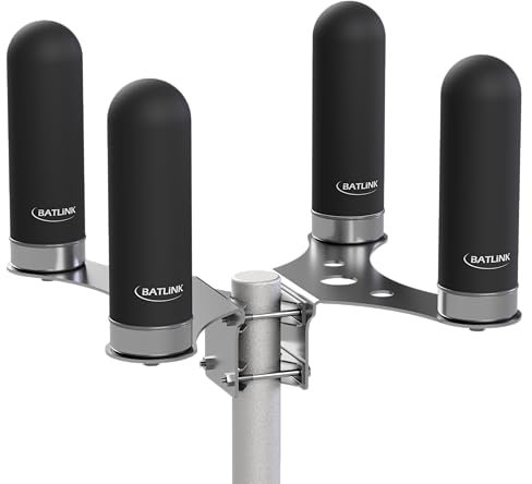 BATLINK MAO5GV2-4 4x4 MIMO Marine Grade (IP66) 5G Antenne inkl. 10m Kabel - 9dBi Leistungsgewinn, für 5G und LTE geeignet, Multiband Rundstrahlantenne, Außenantenne (Schwarz)