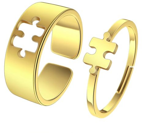 Caiduoduo Puzzle Ring Set Schmuck Männlicher und weiblicher Edelstahlring