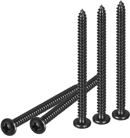 DTGN #7x2 Black Screws - 50Pack - 304 Stainless Steel Pan Head Phillips Sheet Metal Screw Self-tapping Screw Wood Screws