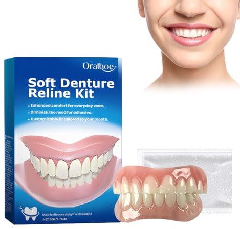 Facette Dentaire Dentier Provisoire,Prothese Dentaire Dentier Amovible Haut et Bas Convient pour Couvrir les Dents Manquantes avec un Paquet de Perles de Réparation Dentaire Développement