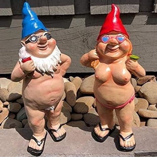 Garden Gnome Statue Resin Garden Gnomes Naughty Peeing Dwarf Statue Man Women Naked Gnome Decorations