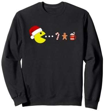 Père Noël mangeant du pain d'épice Gamer Homme, Femme, Enfant Sweatshirt