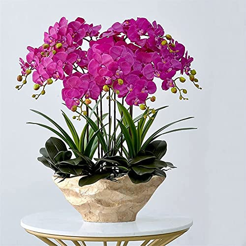 JKJZSALJ Fiore Artificiale Realistico Orchidea Artificiale con Vaso Grande Fiore Finto Phalaenopsis Piante Finte per La Casa Soggiorno Arrangiamenti Decorazione