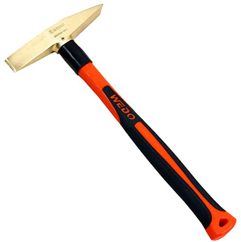 WEDO Welding Chipping Hammer, 5.3 oz Slag Removal Tool with Fiberglass Handle, Brass Welder Hammer, Chipping Hammer,150g, Length 280mm(11)