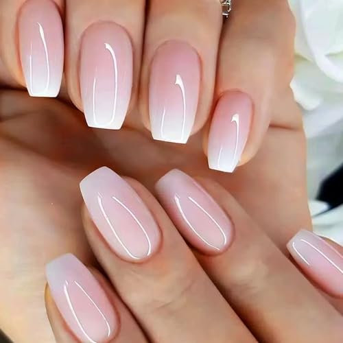 24 Stück Kiss Nails, Aufklebnägel, French Tip Künstliche Nägel Kiss Nails Künstliche Nägel Kurze Aufklebnägel French Nails für Frauen und Mädchen zum täglichen Tragen