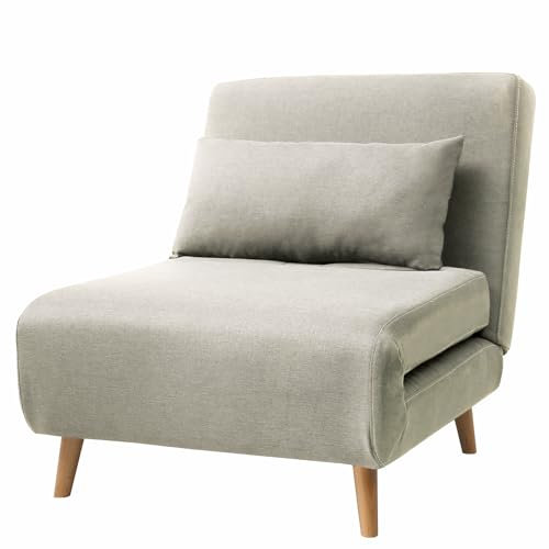 Asukale Schlafsofa, 4 in 1 Schlafsessel mit Bettfunktion, Schlafcouch, Gästebett, Einzelsofa, Polstersofa, mit Verstellbarer Rückenlehne,Chaiselongue, für Schlafzimmer, Wohnzimmer Hellgrau