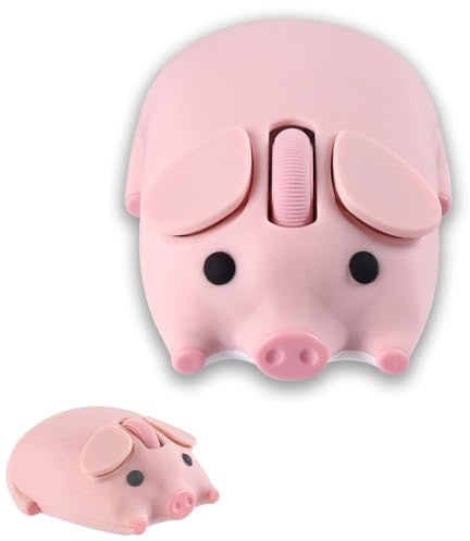 Tynerza Kabellose Maus,Süße Schweineform Dualmodus (2,4 G + Bluetooth) Leise Tragbar Leicht Batteriebetrieben,3-Tasten-Funkmaus mit Empfindlichkeit für Kinder und Mädchen,für PC Laptop Tablet(Rose