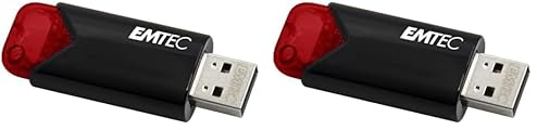 Emtec USB 3.0 (3.2) Click Easy B110, 256 GB Flash-Laufwerk, externer Speicher, 20 MB/S, Schreiben 10 MB/S, Click Easy – 21 x 57 x 12 mm, Rot ECM. MD256GB. 113 (Packung mit 2)