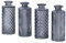 4er Set Vase Schwarz Grau H13cm Glas Blumenvase Tischdeko Blumendeko Glasvase Dekovase