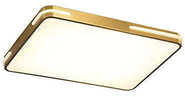 Lámpara de techo LED cuadrada vintage con base de latón dorado y regulable, moderna lámpara de techo con pantalla acrílica opalina para sala de estar y dormitorio, luz tricolor cobre, 60 x 40 cm.