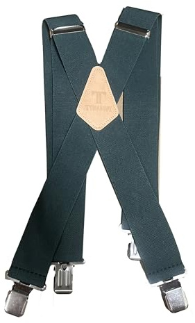 Tomahawk Heavy Duty Braces, Adjustable, Unisex Suspenders, Strong Clasp (Hunter Green)