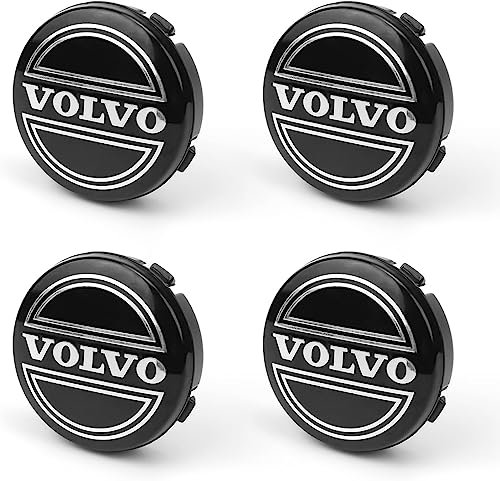 WANGAIDCE 4 Stück Nabendeckel für Volvo 64 mm, Radnabenkappen Felgendeckel Felgenkappen Nabenkappen ABS Wheel Caps Radnabenabdeckung, Schwarz