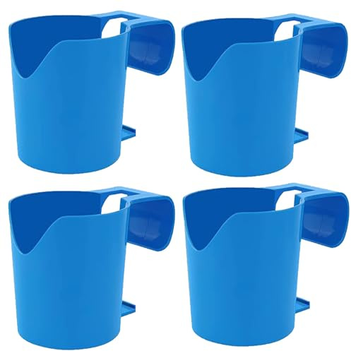 4Pcs Hanging Pool Cup Holder - Poolside Drinks Holder For ab-ove Ground Swimming Pool, Hot Tub Drinks Holder,Fits 2 Inch Or Less Round Top b-ar, Pool Accessories