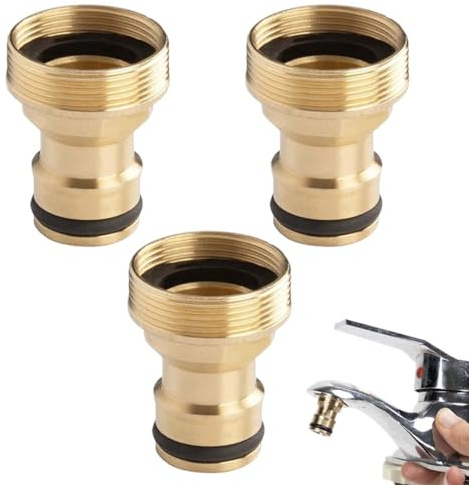 3 Pièces Raccord rapide tuyau arrosage, raccords de robinet universels pour mitigeur - 22 mm Femelle 24 mm Mâle, Adaptateur de tuyau, Raccord rapide - Raccord de tuyau d'arrosage（OR）
