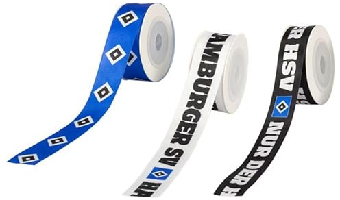 Hamburger SV HSV Geschenkband Weihnachten 3er-Set, je 5 m Länge, 100% Satin