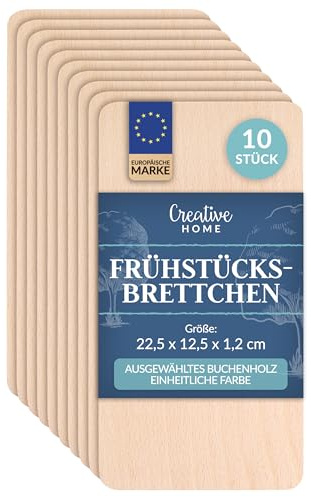 Creative Home Set 10 Taglieri in Legno di Faggio per Cucina | 10 taglieri 22,5 x 12,5 x 1,2 cm, legno di faggio naturale, reversibili, per aperitivo pane e formaggi