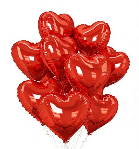 Fesnova 12 Stück Rote Herz Luftballon,Rote Folienballons,Helium Luftballons Set für Hochzeit,Heiratsantrag Deko,Valentinstag,Verlobung,Romantische Dekoration,Jubiläum Dekoration