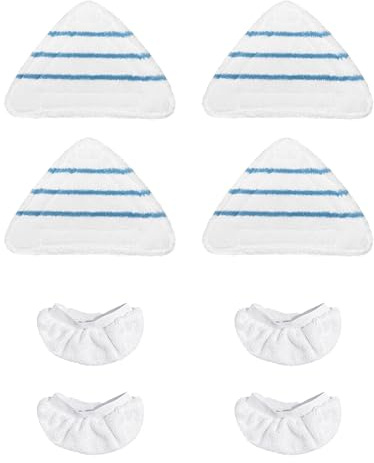 Reusable Steam Mop Pads Set, 4 Pack Steam Mop Pads & 4 Universal Microfiber Cloths, Compatible with True & Tidy STM-500, STM-700 Steam Mops, Washable Pads for Floor Cleaning, Scrubbing and Caring