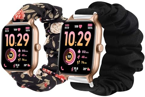 Lamshaw Chouchou Bracelet Compatible avec ICE fit RT 3.0 36mm/40mm SmartWatch, en Tissu Imprimé Élastique de Montre du Compatible avec ICE fit RT 3.0 Smartwatch