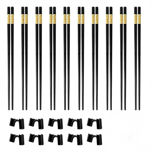 10 paires de baguettes chinoises 24 cm avec 10 aides d’apprentissage | 10 paires de baguettes chinoises de 24 cm avec 10 aides d’apprentissage pour faciliter la prise lors des repas quotidiens.