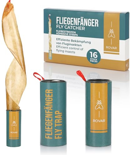 Rovar Fliegenfänger Fliegenfalle - Umweltfreundliche Klebestreifen gegen Trauermücken, Fruchtfliegen Und Obstfliegen - 16er Pack