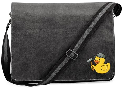 Huuraa Umhängetasche Quietscheente Handwerk Comic Gummiente 14 Liter Black Canvas Laptoptasche Geschenkidee