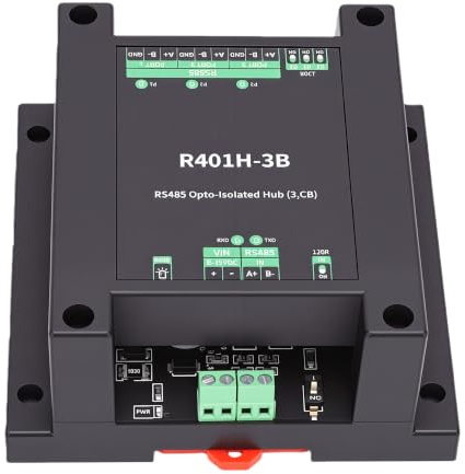 Dpofirs Hub Optoisolato Ripetitore di Isolamento Ottico a 3 Porte con Connessione Terminale da 3,5 Mm Supporto di Trasmissione Trasparente Half Duplex 32 Nodi