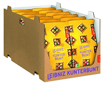 LEIBNIZ Kunterbunt Choco, 12er Pack, knusprige Kekse mit Schokoladencreme und Schokolinsen, Großpackung als Vorrat oder zum Verkauf (12 x 150 g)