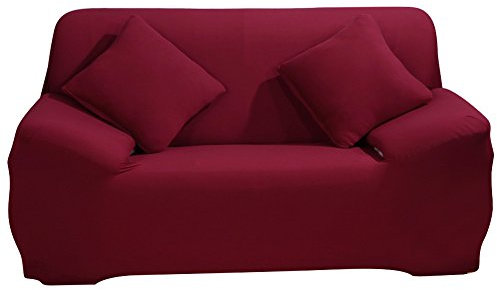 ele ELEOPTION Sofa Überwürfe Sofabezug Stretch elastische Sofahusse Sofa Abdeckung in Verschiedene Größe und Farbe Herstellergröße 145-185cm (Weinrot, 2 Sitzer für Sofalänge 130-170cm)