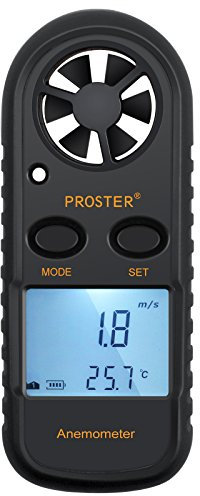 Anemometer Digital LCD Windgeschwindigkeitsmesser Luftdurchsatz Geschwindigkeitsmessung Thermometer mit Hintergrundbeleuchtung für RC Drohnen Helikopter Windsurfen Drachen Fliegen Segeln etc.